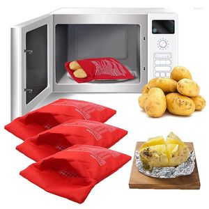 Bakningsverktyg Mikrovågsugn Potatispåse Återanvändbar Express -spis bakad Perfekt potatis 4 minuter Röd påse