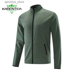 Outdoor Jackets Hoodies Running Jacket Men Jogging Gym Quick Dry Zipper Sport Coat Fishing Hiking Sportswear Male Breathable Tracksuit Green Blue Black L48