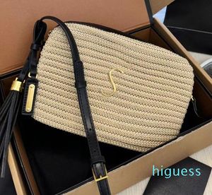 2024 Straw envelope weave clutch handbags Mens weekend totes chain beach cosmetic messenger bags