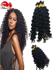 Micro Braids obearbetade mänskliga hårbulk Virgin Brasilianska bulkhårförlängningar Curly Natural Color1906675