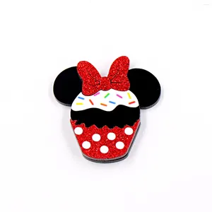 Brooches (1pcs) Arrival 2024 Cute Cake Brooch Kids (Safety Pin) Laser Cut Mouse Head Acrylic Jewelry For Baby Girl Gift