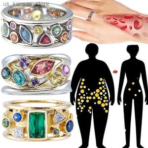 Cluster Rings Women Torina Crystal Quartz Ionix Ring Ionix Therapy Quartz Crystal Ring for Weight Loss Lymph Drainage Magnetic Therapy Rings240408