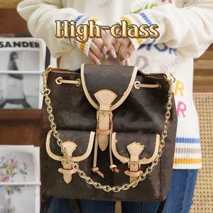 Bolsas de luxo de moda excursão de bolsa de grife feminina M46932 PM Backpack School School Travel Bag Unissex Angusted Retro Style Chain Bags