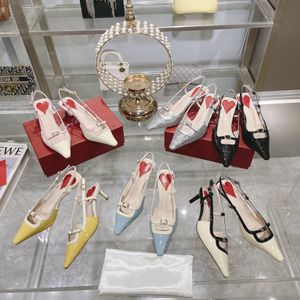 Black White Blue Beige Silver Pink Purple Yellow High Heels Dress Shoes Women Red Heart Summer Buckle Cut-Outs Rhinestone Sexy Wedding Party Pumps