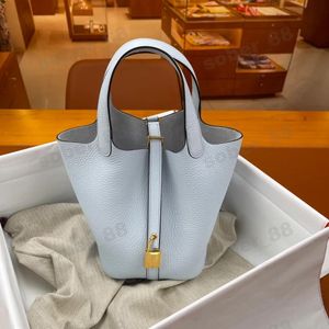10A Mirror+ Top Quality Bucket lock Bag Women Purse Tote Bucket Bags Handmade Luxury Designer Handbags Classic Fashion Togo Leather Canvas Shopping bag