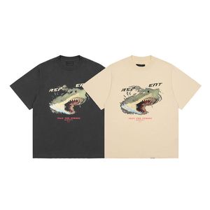 サマーメンズデザイナーTシャツレトロ洗濯ハイストリート半袖丸い首のレタープリントルーズカジュアルTシャツコットントップティー