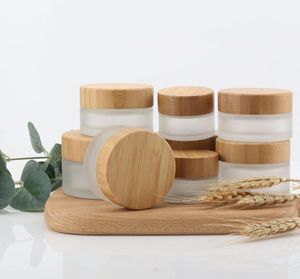 15G30G50G ECO Natural Bamboo Trälock Frosted Glasflaskor Travel Set Diy Herbal Prov Face Cream Jars Pot Empty Cosmetic CO3558615