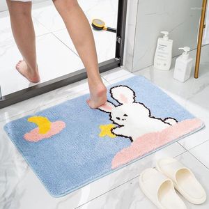 Badmattor Anti Slip Absorbent Flocking Cartoon Cute Dog Bear Fuzz Kitchen Bedroom Badrum Entré Dörrat Golvmattor