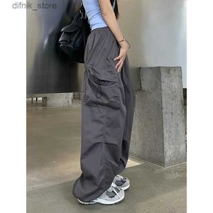 Women's Jeans New product pants womens retro work clothes casual bags straight mens fashionable wide leg pockets jogging mens Y2k Strwear Y240408