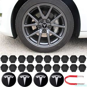 Dla aluminium Tesla Model 3 s x y koła czapki hubowe pokrywa śrubowego zestawu logo Zestaw logo Dekoracyjne opony CAP Akcesoria1367153