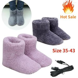 Carpets Winter USB Electric Heating Shoes For Women Men Comfortable Plush Foot Warmer Washable Heated Indoor Outdoor Heater