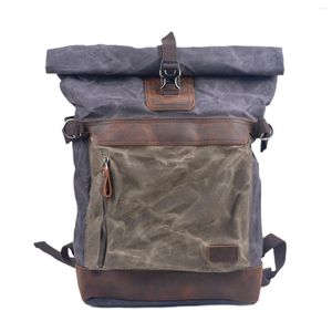 Backpack Outdoor Oil Wax Canvas Men's Large Capacity Mountaineering Bag Leisure Travel Waterproof Hiking