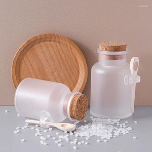 Liquid Soap Dispenser Scrub Bath Salt Bottle Cork Cap Wooden Spoon Mask Powder Plastic