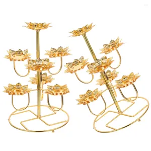 Titulares de vela 2pcs 7 ramos de lótus Light Stand oferecendo suporte de base de lâmpadas a óleo