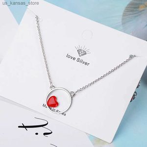 Collane a sospensione 925 Sterling Silver Red Heart Love Collana a catena rotonda per donna Anniversario Gioielli Fine Gioielli Femmina Spedizione gratuita Gaabou26ja