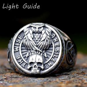 Cluster Rings 2023 New Gothic Viking Freemasons and Crow Skull Rings Suitable for Men Women Stainless Steel Men Anel Gifts Free Delivery240408