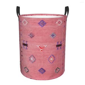 Waschküche Pink Oriental Traditionaler marokkanischer Korb böhmische ethnische Blumenbabykorb für Spielzeug Organisator Aufbewahrungsbehälter