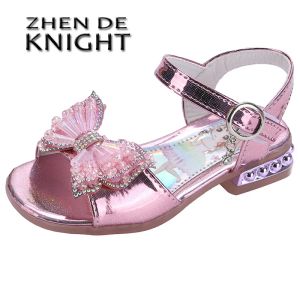 Sneakers Sandały Dziewczyny Dziewczyny Kreskówka Księżniczka Rhinestone Bow Soft Bottom Summer New Student Dance Buty Kid's Casual Beach Sandals