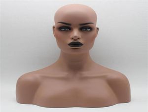Dark Skin Black Lip Fiberglass Female Mannequin Head Bust For Lace Wig Jewelry And Hat Display213y7811872