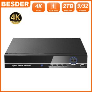 レコーダーBESDER 32CH 4K出力NVR H.265 16CH 9CH 5MP HDセキュリティ保護ビデオレコーダーXMEYE ICSEE P2P ONVIF CCTV DVR FACE検出