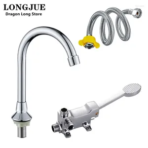 Bathroom Sink Faucets Valve Basin Faucet Floor Foot Pedal Control Switch Copper And Cold Water For Kitchen El Tap