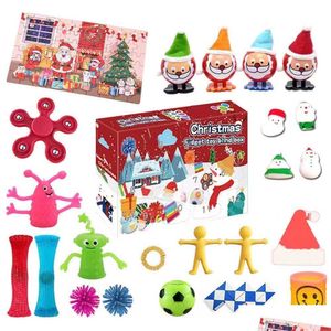 Party Favor Christmas Blind Box Fidget Toys 24 Days Advent Calendar Knådan Musik Present Set Xmas Countdown Barns presenter Drop Deli DH8DC