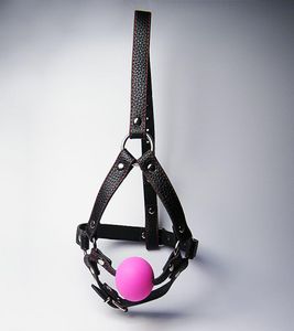 Senaste kvinnliga justerbara svarta lädersele med silikon mun gag boll bondage utrustning passion flirta bdsm sex leksak svart rosa347125