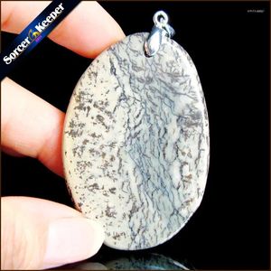 Pendant Necklaces Fashion Women Man Necklace Green Natural Dendrite Moss Agate Gemstone Slide Healing Crystals Pendants For Jewelry Making