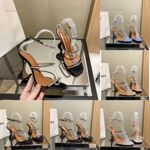 2024 Rose Red Sandals 95mm Crystal Empelled Strap Spool Heels klack för tofflor för Slipper Kvinnor Summer Luxur Designers Shoes Sandaler Bankettklänning Kvinnors sko