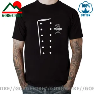 Magliette maschile di alta qualità da chef costume t-shirt stampato uomo cucina maglietta uniforme da camicia o collo di cotone vestiti in tessuto di cotone divertente top divertenti