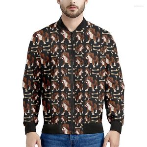 Herrenjacken süße Tierpupf 3D -Druck Reißverschlussjacke Männer Haustiere Hundemuster Sweatshirt Frühling Herbst Cool Übergroße Langschläfenmäntel