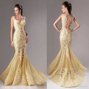 Elie Saab Latest Evening Dresses Lace Applique Mermaid Party Wear Evening Gowns Sexy Sequins Illusion Arabic Custom Made Formal Prom Dresses