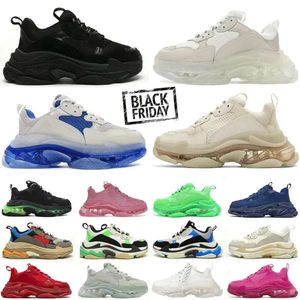 2024 Designer 17FW Triple S män kvinnor casual skor sneakers plattform solbränna klart ensam svart vit grå röd rosa blå kunglig neon gröna herr tränare sport sneaker sko