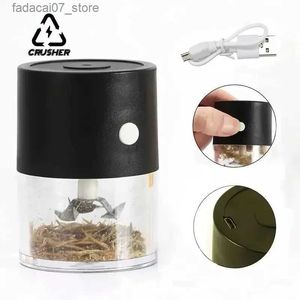 Örtkvarnskross Mini Electric Tobacco Grinder Portable USB Laddning Hög hastighet Roterande blad Dry Herb Grinder för rökningstillbehör Q240408