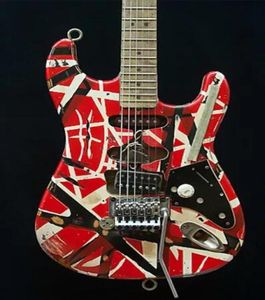 Custom Shop Masterbuilt Eddie Van Halen Frankenstein Schwere Relikthand handgefertigtes E -Gitarre Floyd Rose Tremolo Bare Pickups Schal7518684