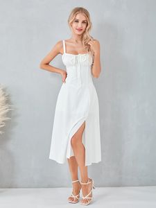 Kobiety Cottagecore gorset sukienka midi Summer Boho Square Szyja Lowdy kwiatowe sukienki na imprezę