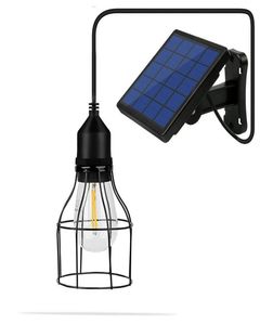 Solar Powered Pendant Light Retro Lampshade Bulb With 16Ft Cord Solar Outdoor Hanging Shed Light for Garden Patio Home Decoration4826896