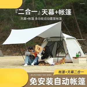 Tält och skyddsrum utomhustält Canopy 2-i-1 Snabböppning gratis automatisk camping fällbar bärbar solskyddsmedel vattentät