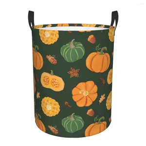 Tvättpåsar Dirty Basket Pumpkin Pie and Spices Illustration Folding Kläder Förvaring Hink Toy Home Waterproof Organizer