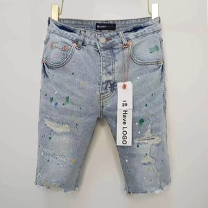 Brand Brand Jeans Designer de shorts masculinos shorts jeans roxos Hip Hop Ripped Shorts High Street Harajuku shorts vintage 676