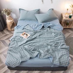 Bedding Defina a cama de algodão lavado com água de quatro peças de folha de ar condicionado de folha de ar condicionado Polyester / 4 pcs