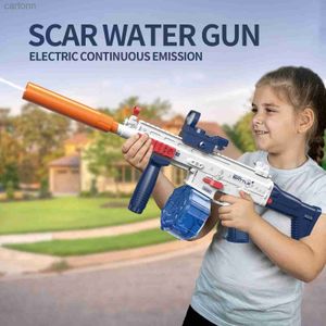 Gun Toys Scar Water Gun Electric Pistol Shooting Toy Gun Full Automatic Summer Pool Beach Toy For Children Barn Ger Girl Girls Adult 240408