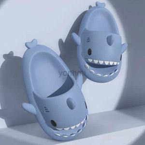 Slipper Shevalues Lovely Shark Slippers Women Men Bathroom Anti-skid Slippers Fashion Beach Shark Sandals Couple Kids House Flats Shoes 240408