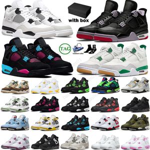 Med Box 4 Basketball Shoes 4s Men Women Bred Reimagined Pine Green Military Black Cat White Oreo Pure Money Red Thunder Designer Sneakers Jumpman Sports Size EUR36-47