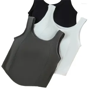 Outfit da yoga francese a spalla larga retrò sport senza schienale donna bralette per donna bastoncino a strato top cotone materiale estate primavera autunno