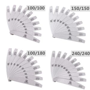 Narzędzia 100pcs Zebra Nail Files Ustaw Makartt Washable Doubleside Emery Board 150/150,100/100 Grit Half Moon Buforing Files