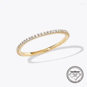 Klusterringar 925 Sterling Silve Gold Bubble For Women Round Cut Moissanite Solitaire Eternity Full Band förlovningsring