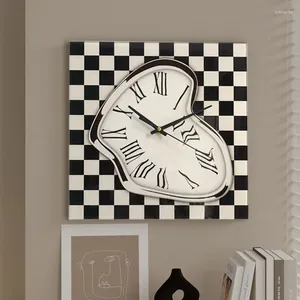 Wall Clocks Square Plaid Clock Glass Modern Bedroom Living Home Decoration Chic Korean Luxury Acrylic