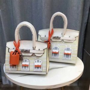 Tote Bag 2024 Newfamily Palm Print with Crocodile Skin Color Matching Small House Bag Fashion Portable Diagonal Womens Ayw 95rc