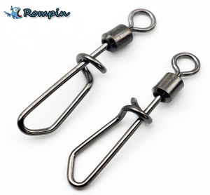 Rompin 20pcslot Stainless Fishing Swivels Snap Rolling Swivel with T shape snap ice Fishing Connector4509104